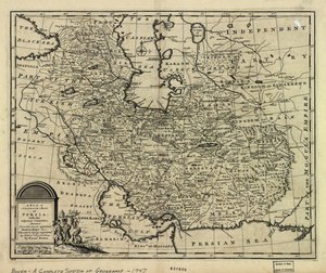 Kortet over det persiske imperium i 1747 på tidspunktet for Afsharid -dynastiet